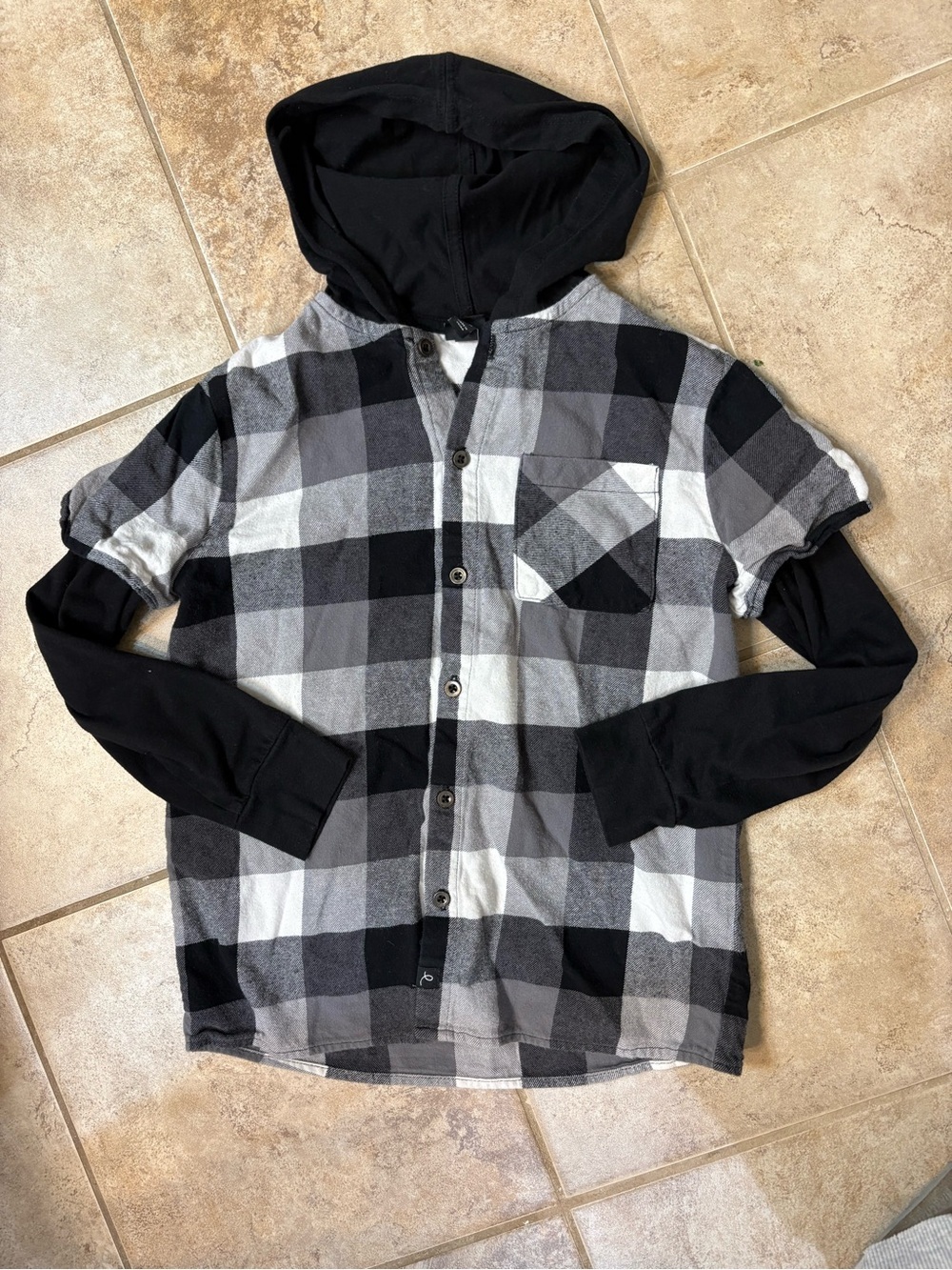 🖌️art class Buffalo Plaid Hooded Layered Shirt